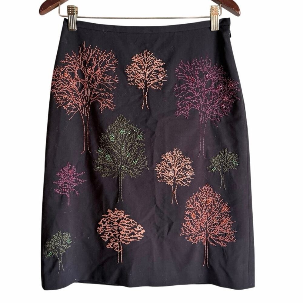 Grace elements brown pencil skirt embroidered sequins fall autumn harvest size 4